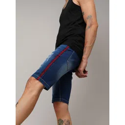 Campus Sutra Men Striped Regular Fit Mid-Rise Denim Shorts-picture-39