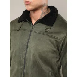 Campus Sutra Men Suede Lightweight Bomber Jacket image 2