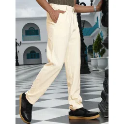 Campus Sutra Men Textured Comfort Relaxed Fit Pleated Tailored Trousers-picture-28