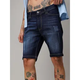Campus Sutra Men Washed Mid-Rise Regular Fit Denim Shorts-picture-39