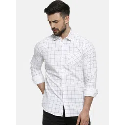 Campus Sutra Men White & Black Regular Fit Checked Casual Shirt-picture-29