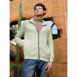 Campus Sutra Men Zip-Front Tactile Fur-Knit Sweater-picture-29