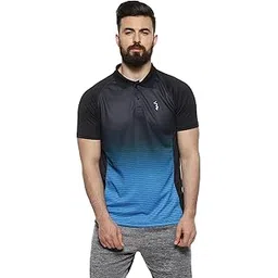 campus sutra Men's Black and Blue Ombre Dri-Fit Activewear T-Shirt Regular Fit for Casual Wear | Structured T-Shirt Crafted with Comfort Fit and High-Performance for Everyday Wear-picture-12