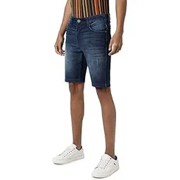 campus sutra Men’s Classic Blue Regular Fit Denim Shorts | Premium Stretchable Cotton Mid-Rise Crafted with Comfort Fit and High Performance for Everyday Wear-picture-15