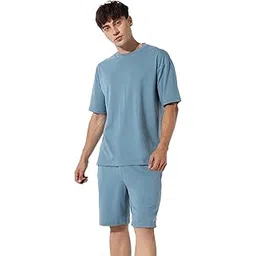 campus sutra Men's Cotton Blend Solid Overd Co-Ord Set for Casual Wear | | Pull On T-Shirt & Shorts | Clothing Set Crafted with Comfort Fit & for Everyday Wear-picture-30