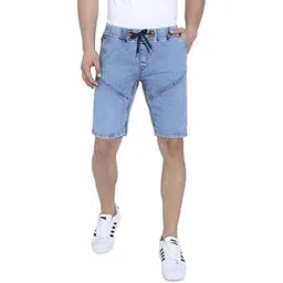 campus sutra Men's Denim Shorts for Casual Wear | Dark-Wash | Regular Fit | Button Closure | Cotton Denim Shorts Crafted with Comfort Fit for Everyday Wear-picture-37