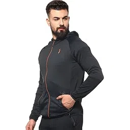 campus sutra Men's Solid Black Dri-Fit Zip Through Activewear Jacket Regular Fit for Casual Wear, Structured Jacket Crafted with Comfort Fit, X-Large-picture-10