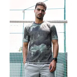 Campus Sutra Moon Grey Abstract-Motif Activewear T-Shirt-picture-45