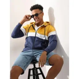Campus Sutra Multicolored Cotton Regular Fit Colour Block Hooded Sweatshirt-picture-29