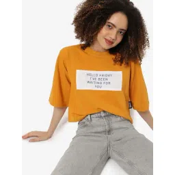 Campus Sutra Mustard Cotton Printed Sweatshirt-picture-19