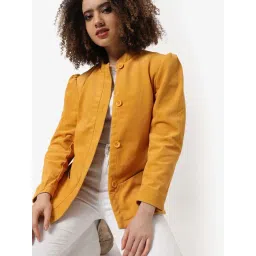 Campus Sutra Mustard Regular Fit Blazer-picture-37