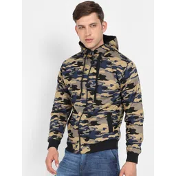 Campus Sutra Navy Blue Camouflage Printed Hooded Cotton Sweatshirt-picture-14