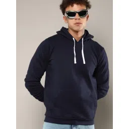 Campus Sutra Navy Blue Cotton Regular Fit Hooded Sweatshirt-picture-27