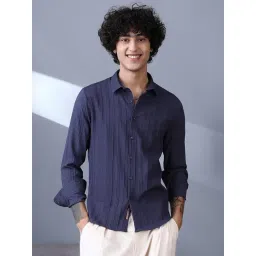 Campus Sutra Navy Blue Multitrack-Tactile Shirt-picture-22