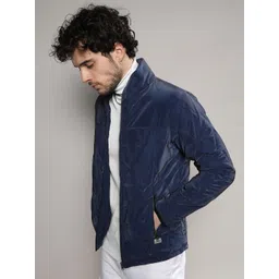 Campus Sutra Navy Blue Windcheater Biker Jacket-picture-24
