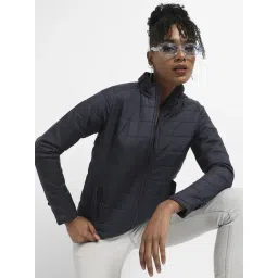 Campus Sutra Navy Quilted Pattern Jacket-picture-39