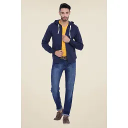 Campus Sutra Navy Solid Hooded Sweatshirt-picture-21