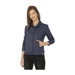 Campus Sutra Navy Textured Cotton Jacket-picture-35