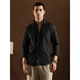 Campus Sutra Onyx Black Quilt-Tactile Shirt-picture-42