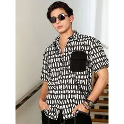 Campus Sutra Onyx Men Block Printed Comfort Regular Fit Casual Shirt-picture-41