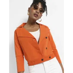 Campus Sutra Orange Cotton Jacket-picture-29
