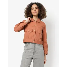 Campus Sutra Orange Cotton Regular Fit Jacket-picture-21