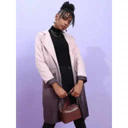 Campus Sutra Pink & Purple Cotton Long Coat-picture-36