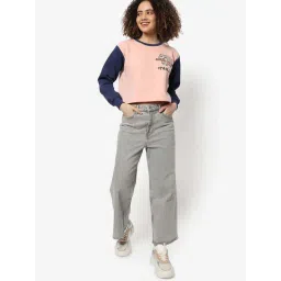 Campus Sutra Pink Cotton Color-Block Sweatshirt-picture-30