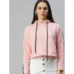 Campus Sutra Pink Cotton Regular Fit Hoodie-picture-36