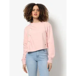 Campus Sutra Pink Cotton Regular Fit Sweatshirt-picture-29
