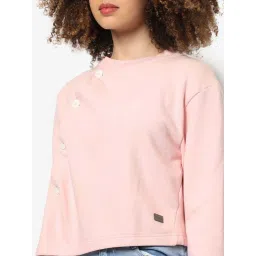 Campus Sutra Pink Cotton Sweatshirt image 5