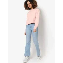 Campus Sutra Pink Cotton Sweatshirt image 4