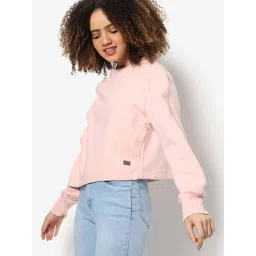 Campus Sutra Pink Cotton Sweatshirt image 3