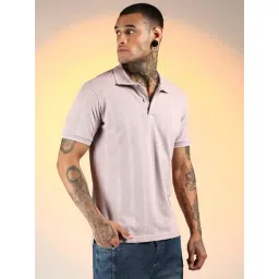 Campus Sutra Pink Regular Fit Self Pattern Polo T-Shirt-picture-35