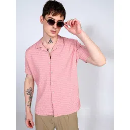Campus Sutra Pink Regular Fit Self Pattern Shirt-picture-34