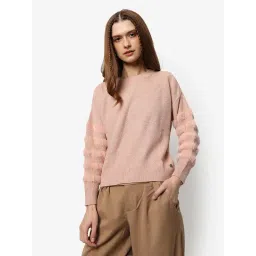 Campus Sutra Pink Wool Regular Fit Sweater-picture-11