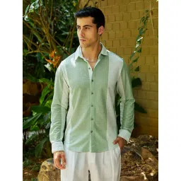 Campus Sutra Pistachio Green Daisy White Panel-Tactile Shirt-picture-24