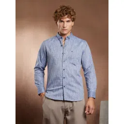 Campus Sutra Powder Blue Quad-Weave Regular Shirt-picture-31