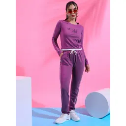 Campus Sutra Purple Cotton Printed Top Pant Set-picture-19