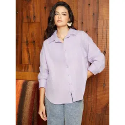 Campus Sutra Purple Cotton Regular Fit Shirt-picture-20