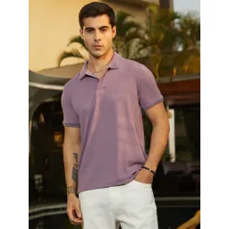 Campus Sutra Purple Polycotton Regular Fit Textured Polo T-Shirt-picture-15
