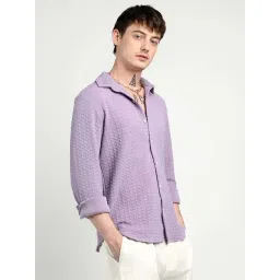 Campus Sutra Purple Regular Fit Self Pattern Shirt-picture-30
