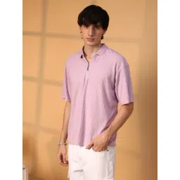 Campus Sutra Purple Regular Fit Striped Polo T-Shirt-picture-39