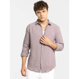 Campus Sutra Purple Regular Fit Texture Shirt-picture-29