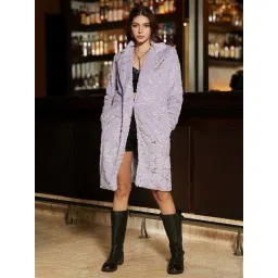 Campus Sutra Purple Regular Fit Textured Coat-picture-10