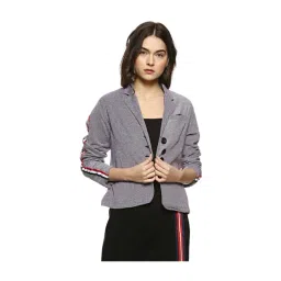 Campus Sutra Purple Textured Blazer-picture-17