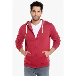 Campus Sutra Red Cotton Hooded Sweatshirt-picture-35