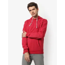 Campus Sutra Red Cotton Regular Fit Hooded Sweatshirt-picture-37