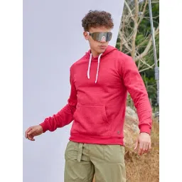 Campus Sutra Red Cotton Regular Fit Hooded Sweatshirt-picture-42