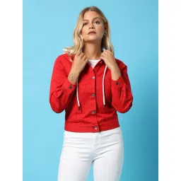 Campus Sutra Red Cotton Regular Fit Jacket-picture-24
